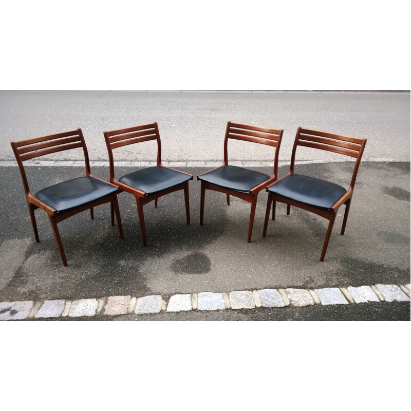 Ensemble de 4 chaises vintage en teck par Uldum Mobelfabrik