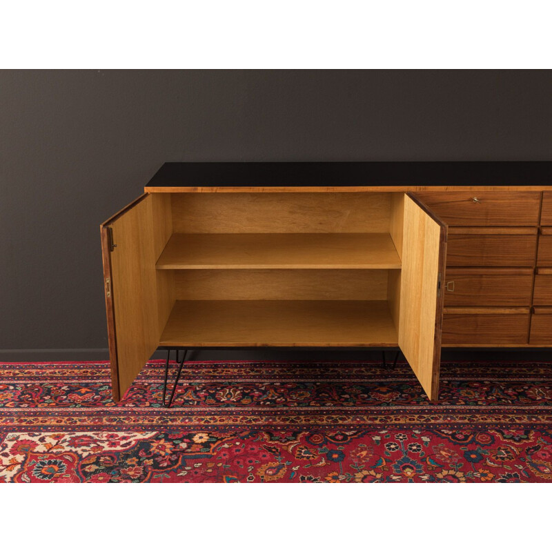 Vintage walnut sideboard with 8 drawers,Germany, 1950s