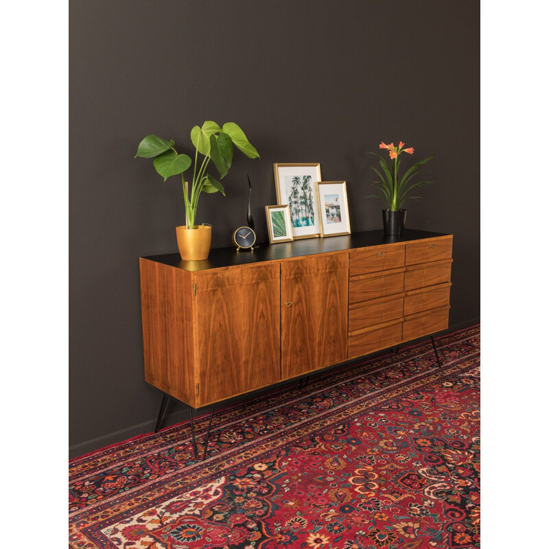 Vintage walnut sideboard with 8 drawers,Germany, 1950s