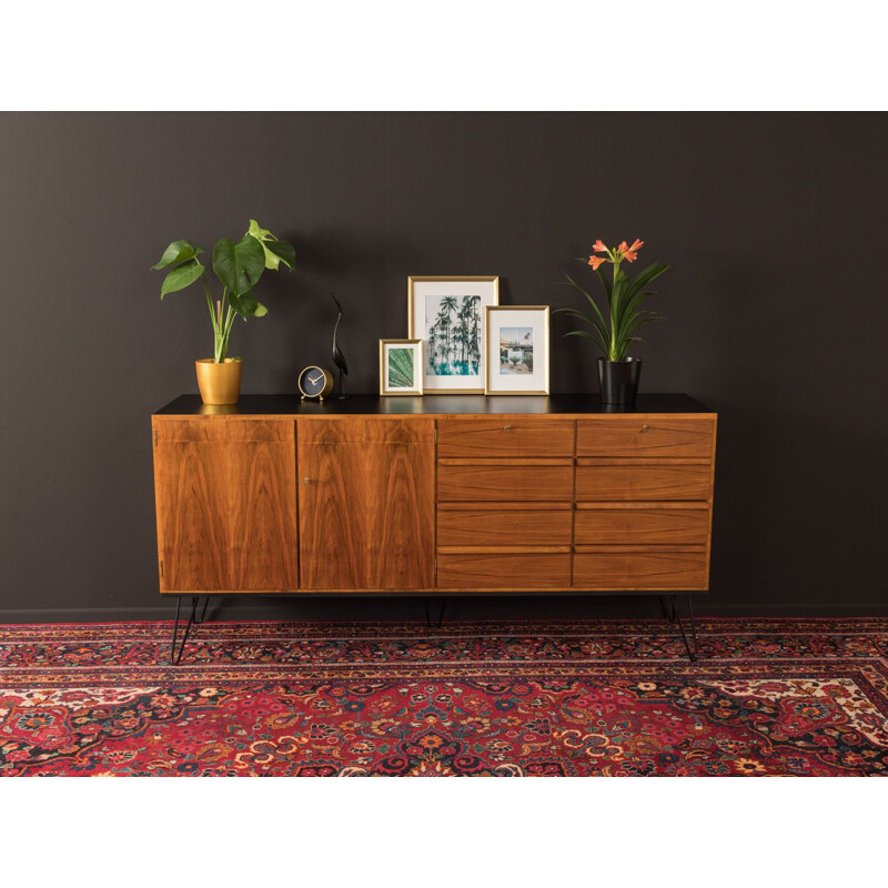 Vintage walnut sideboard with 8 drawers,Germany, 1950s