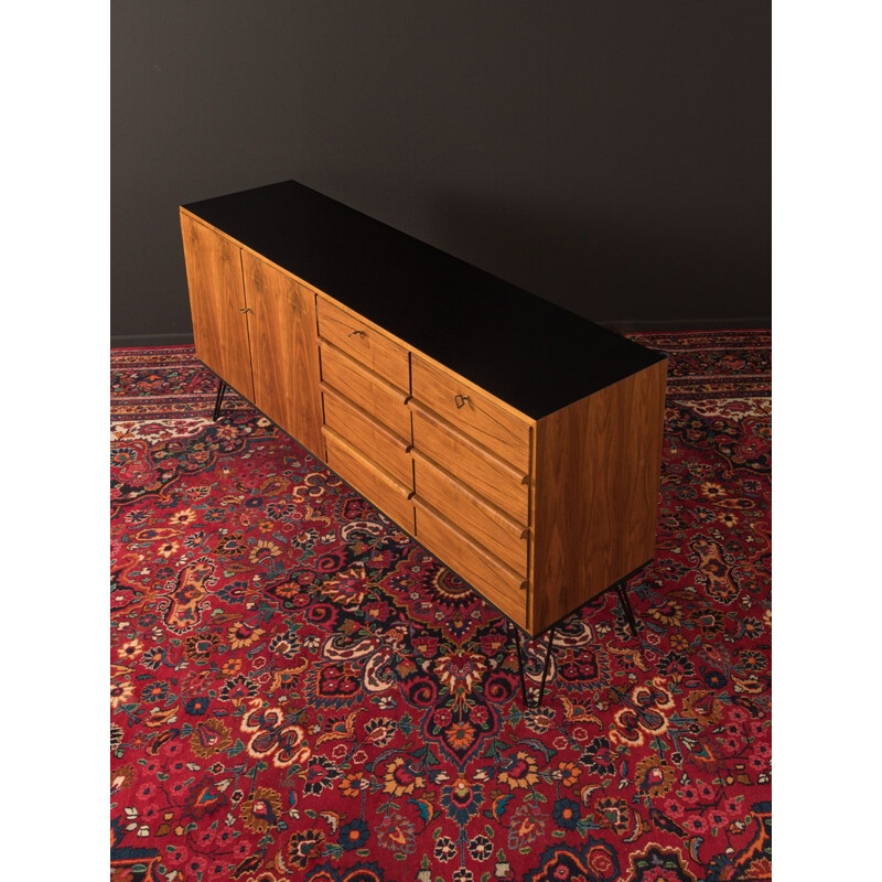 Vintage walnut sideboard with 8 drawers,Germany, 1950s