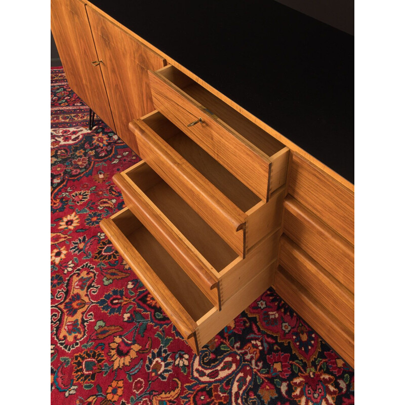 Vintage walnut sideboard with 8 drawers,Germany, 1950s