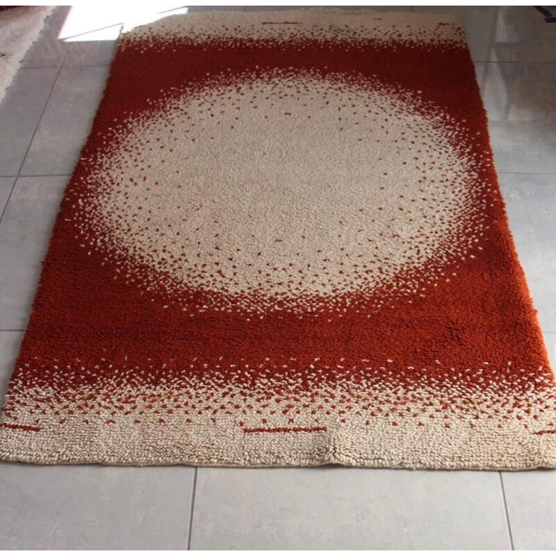 Large vintage wool rug with abstract patterns, 1970s