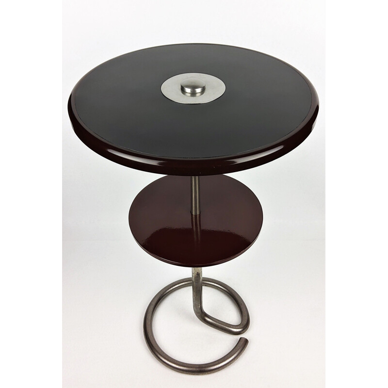 Vintage steel and metal table by René Herbst by Stablet, 1930s