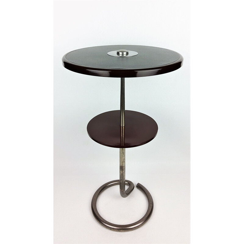 Vintage steel and metal table by René Herbst by Stablet, 1930s