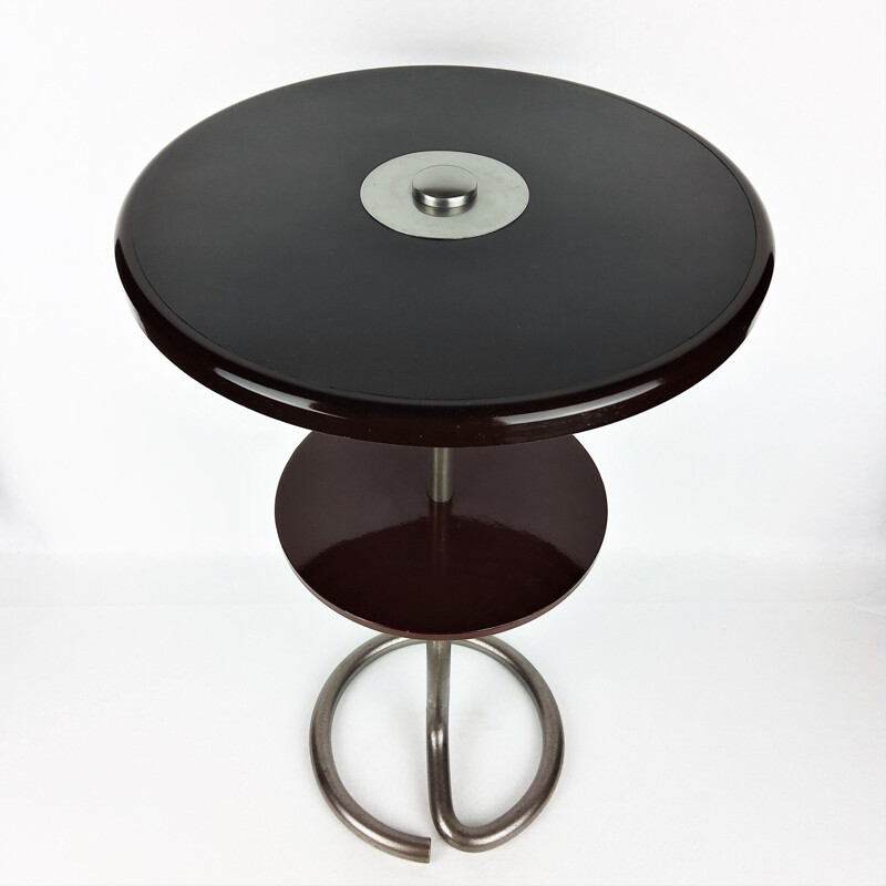 Vintage steel and metal table by René Herbst by Stablet, 1930s