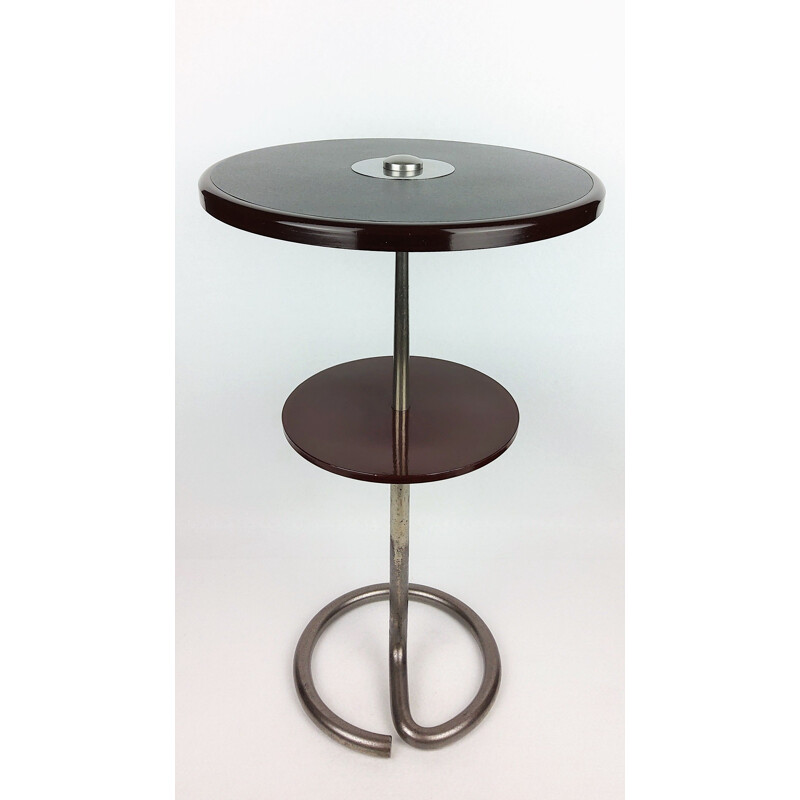 Vintage steel and metal table by René Herbst by Stablet, 1930s