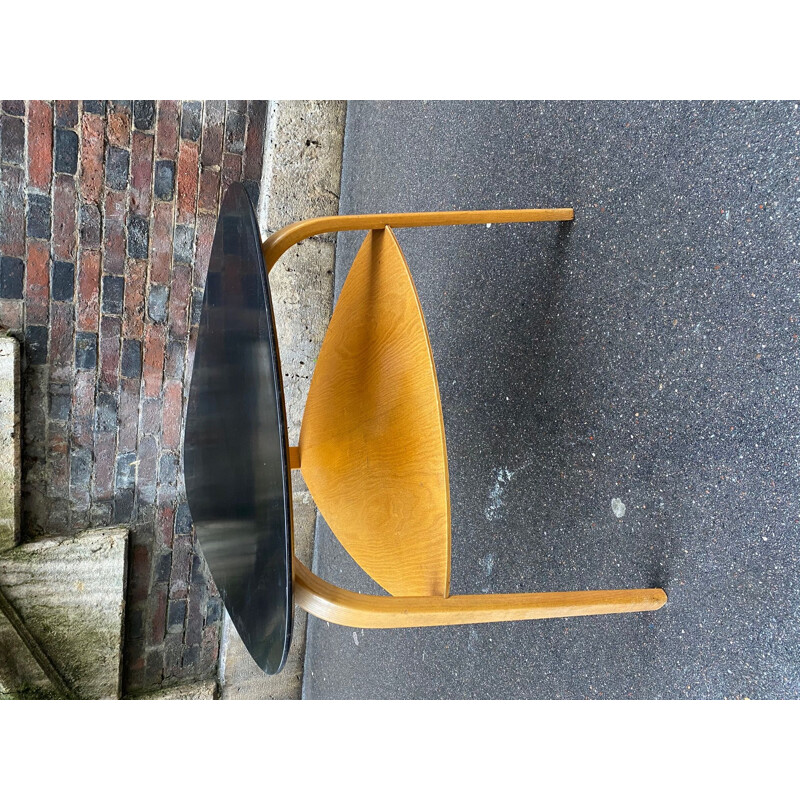 Vintage "Bow Wood" side table by Hugues Steiner, 1950