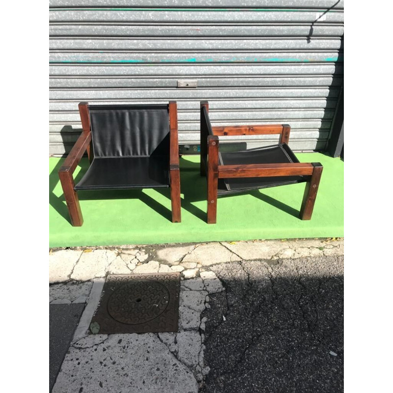 Vintage lounge set with 3 armchairs and 1 coffee table, Italy 1978