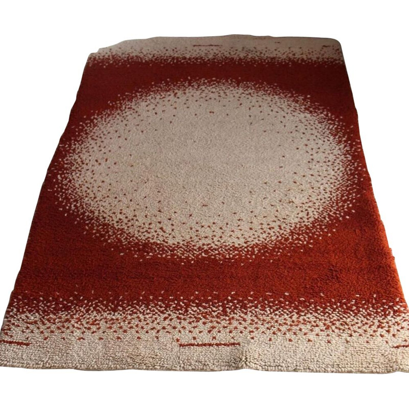 Grand tapis vintage en laine à motifs abstraits, 1970