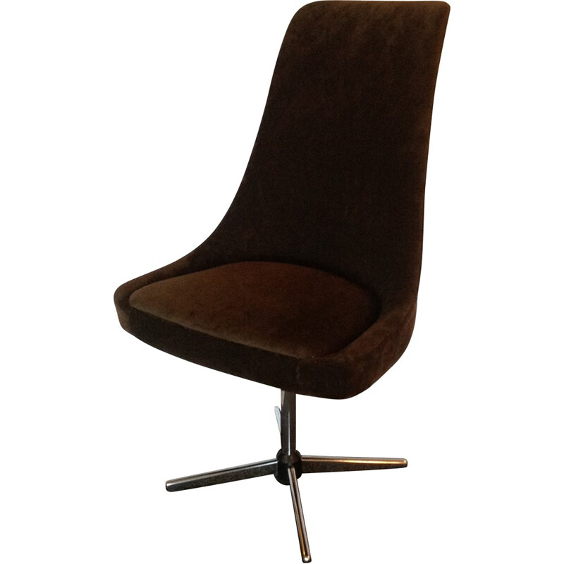 Paire de chaises scandinaves pivotantes en tissu marron - 1970