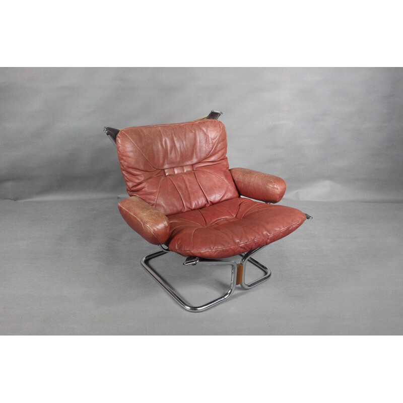 Vintage Leather armchair By Ingmar Relling For Westnofa, 1970s