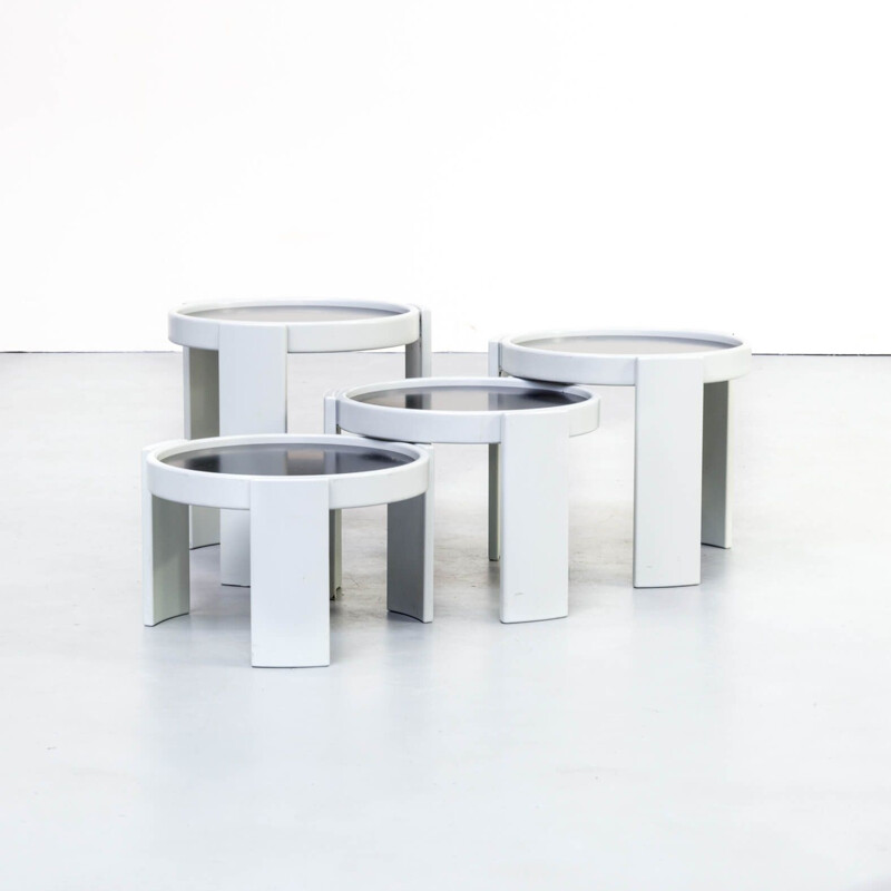 Set of 4 Vintage stackable nesting tables by Gianfranco Frattini for Cassina 1970