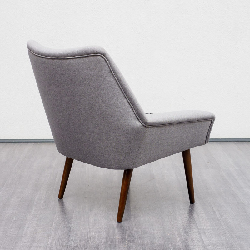 Vintage cocktail armchair in light grey fabric, 1950