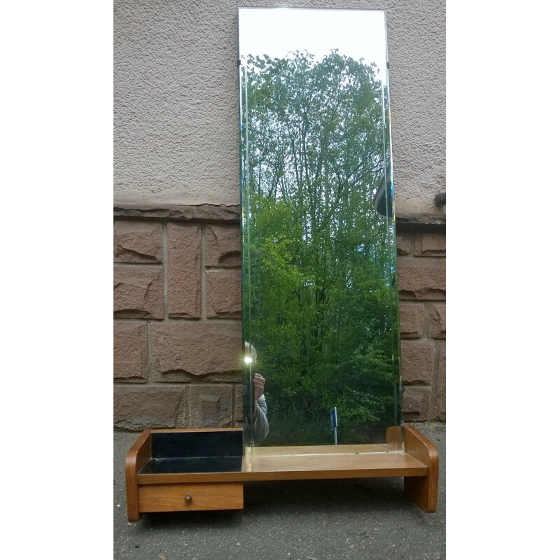 Vintage entrance mirror in light oak, 1950 