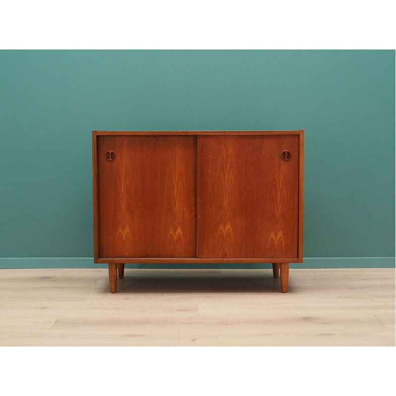 Vintage sideboard in teak veneer with sliding door, 1960-1970