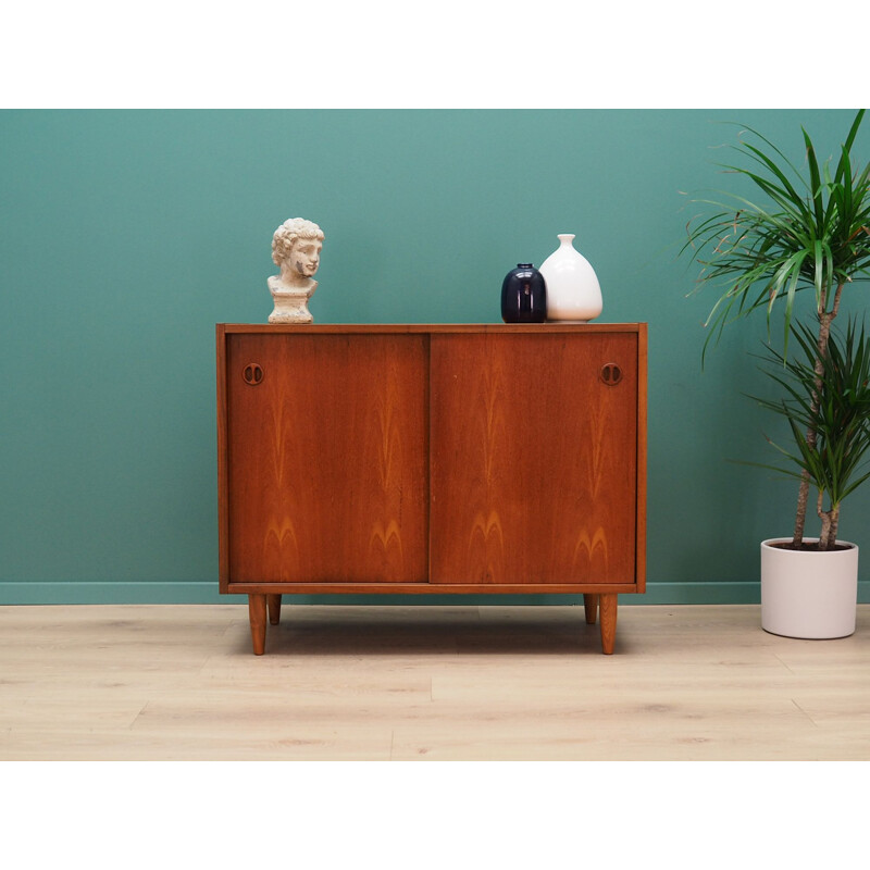 Vintage sideboard in teak veneer with sliding door, 1960-1970