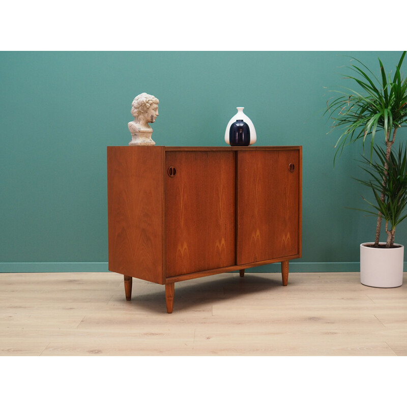 Vintage sideboard in teak veneer with sliding door, 1960-1970