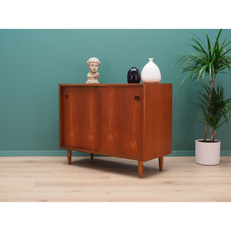 Vintage sideboard in teak veneer with sliding door, 1960-1970