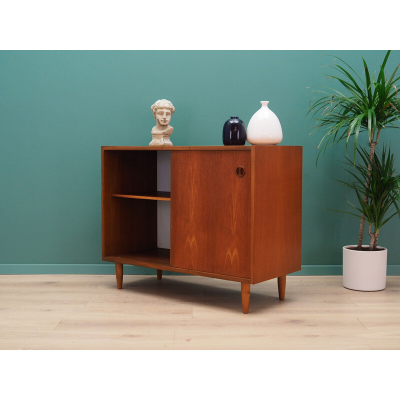 Vintage sideboard in teak veneer with sliding door, 1960-1970