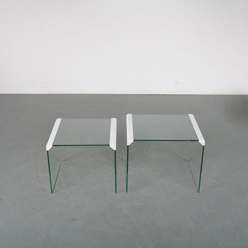 Vintage Italian glass nesting tables by Pierangelo Gallotti for Gallotti & Radice, Italy, 1970s 