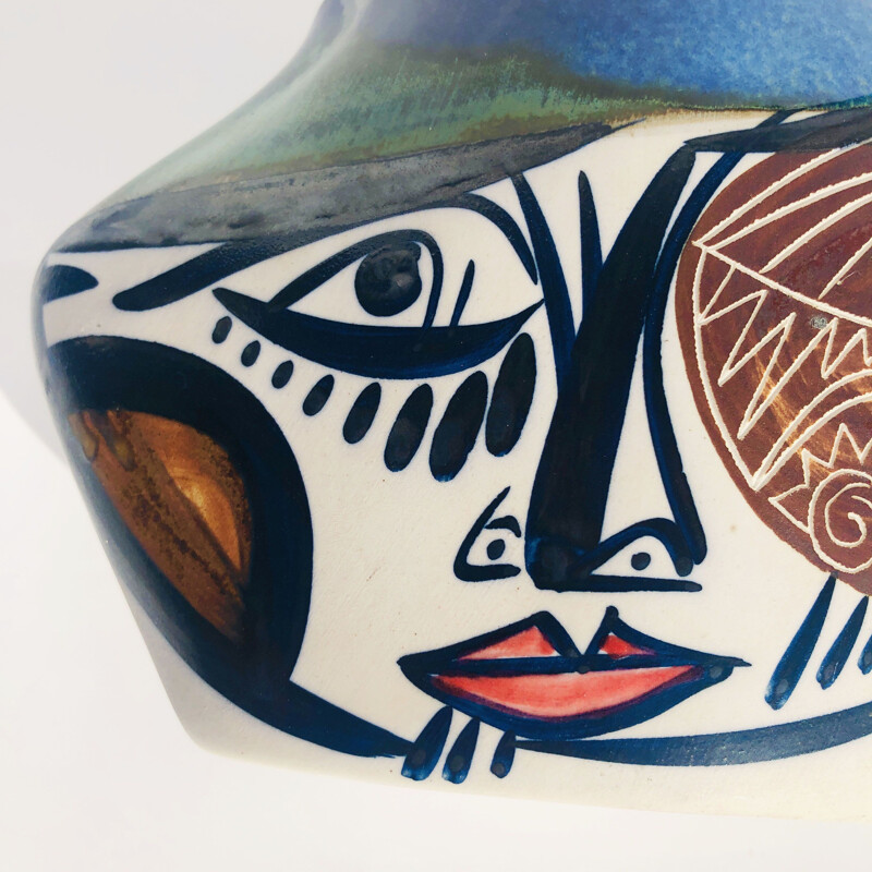 Glazed ceramic vase with hand-painted decoration, 1960