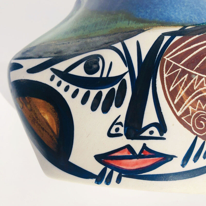 Vase en céramique vernissée et décor peint à la main, 1960