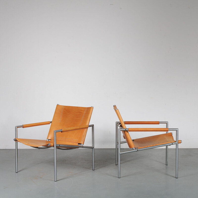 Vintage pair of Dutch lounge chairs by Martin Visser for Spectrum, Netherlands, 1960s 