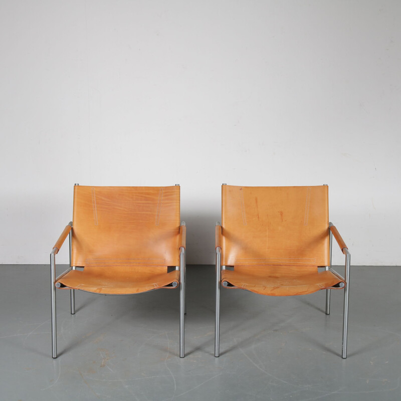 Vintage pair of Dutch lounge chairs by Martin Visser for Spectrum, Netherlands, 1960s 