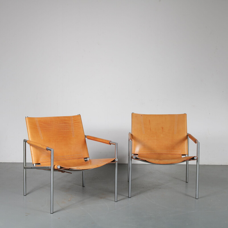 Vintage pair of Dutch lounge chairs by Martin Visser for Spectrum, Netherlands, 1960s 