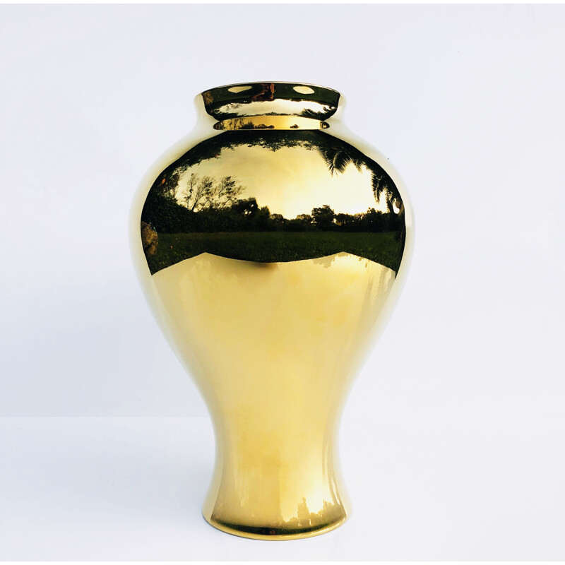 Large vintage vase in golden porcelain from Rosenthal