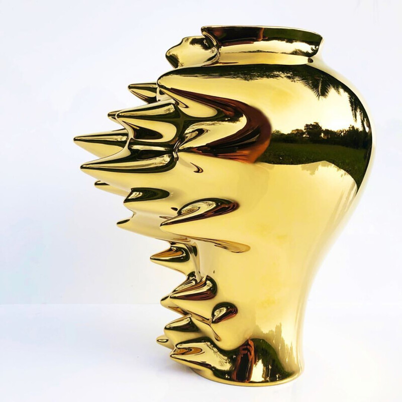 Large vintage vase in golden porcelain from Rosenthal