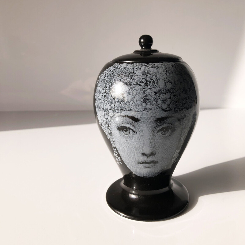 Small vintage collection jar by Pietro Fornasetti for Bitossi 