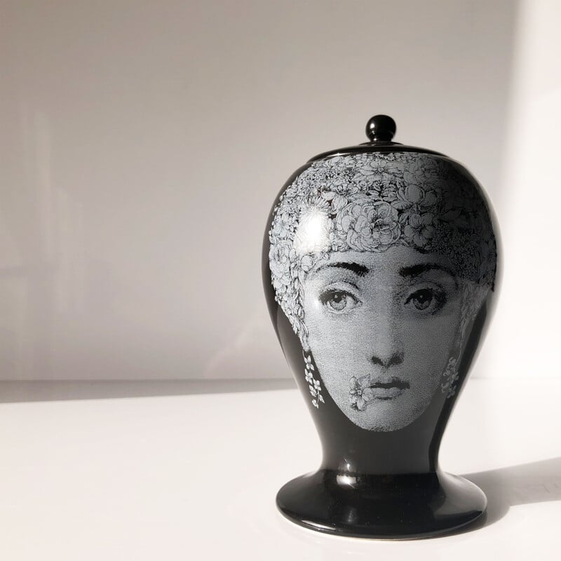 Small vintage collection jar by Pietro Fornasetti for Bitossi 