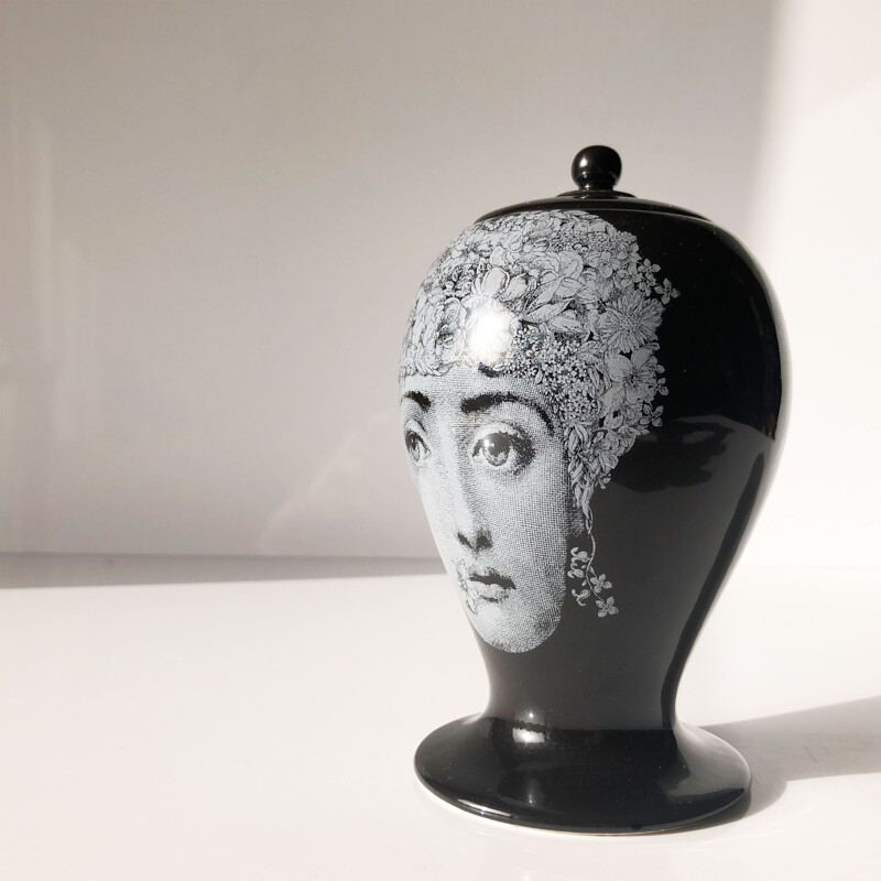 Small vintage collection jar by Pietro Fornasetti for Bitossi 