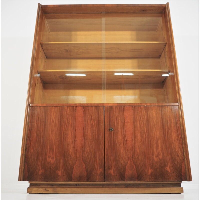 Vintage Jindřich Halabal's walnut display cabinet for UP Závoda, 1955