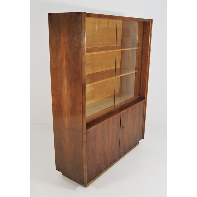 Vintage Jindřich Halabal's walnut display cabinet for UP Závoda, 1955