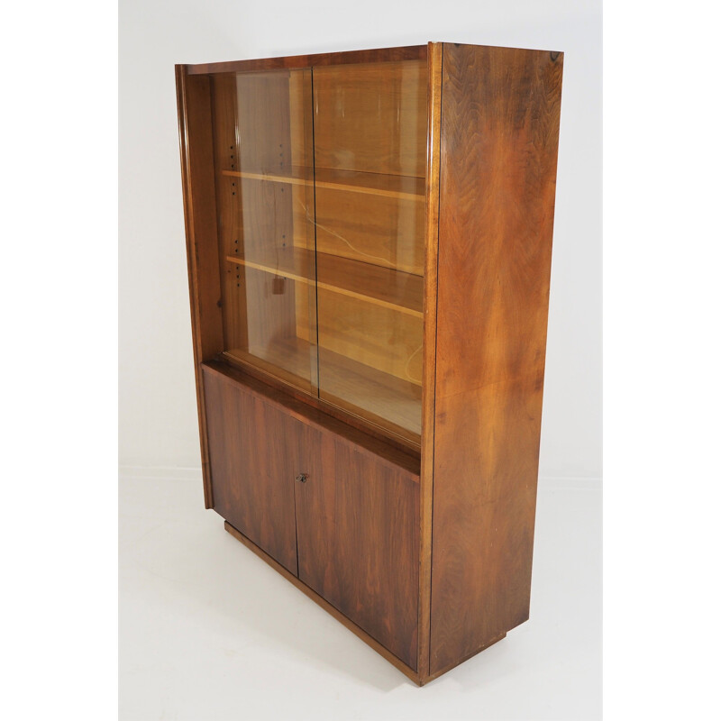 Vintage Jindřich Halabal's walnut display cabinet for UP Závoda, 1955