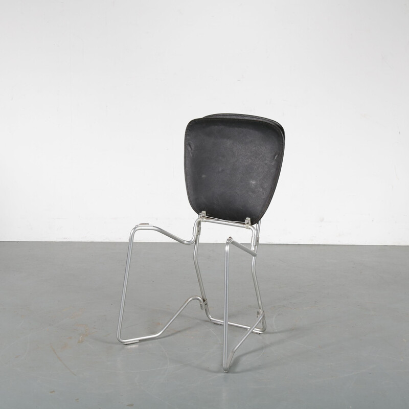 Vintage "Aluflex" chair with black skai by Armin Wirth for hans Zollinger Sohre, Switzerland, 1950s 