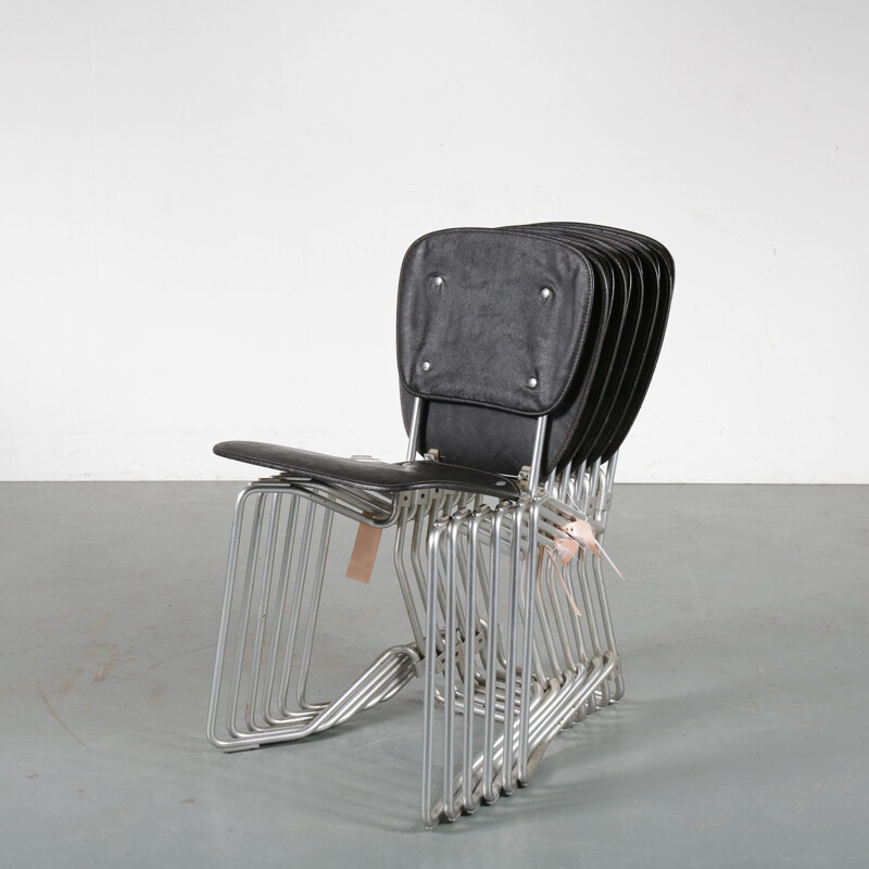 Vintage "Aluflex" chair with black skai by Armin Wirth for hans Zollinger Sohre, Switzerland, 1950s 