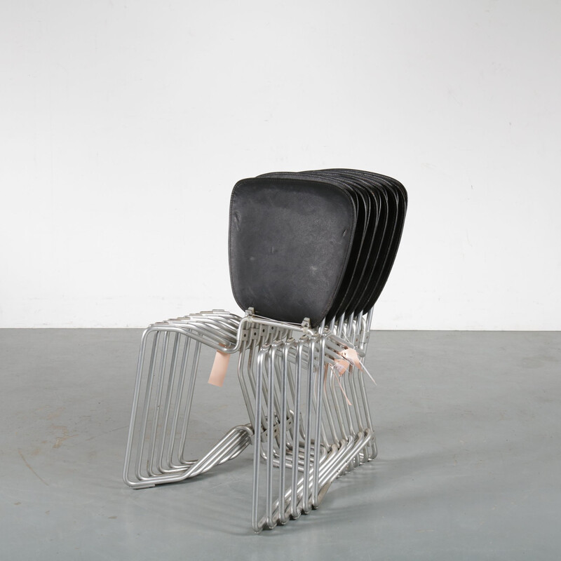 Vintage "Aluflex" chair with black skai by Armin Wirth for hans Zollinger Sohre, Switzerland, 1950s 