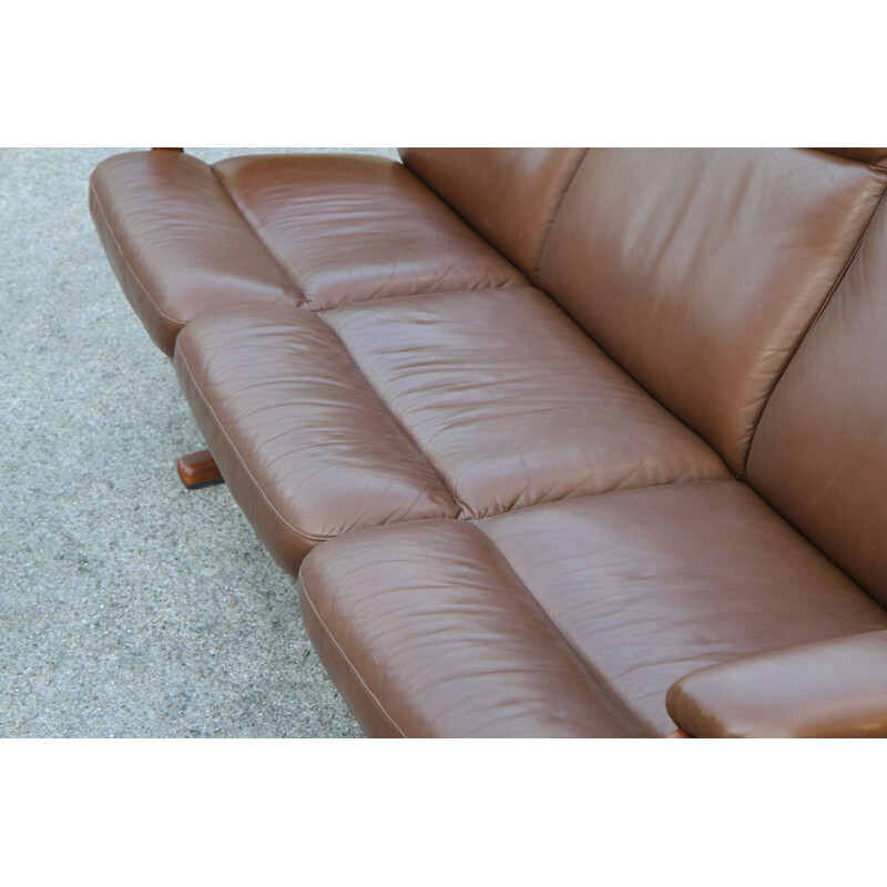 Vintage brown  3 seater leather sofa 1950's