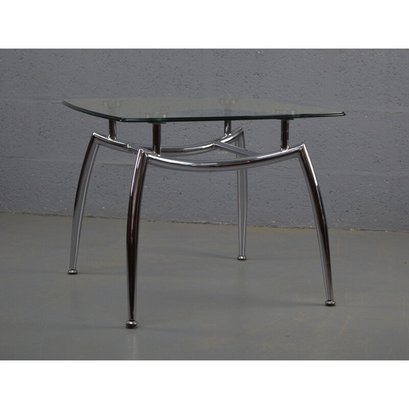 Vintage chrome coffee table, 1980