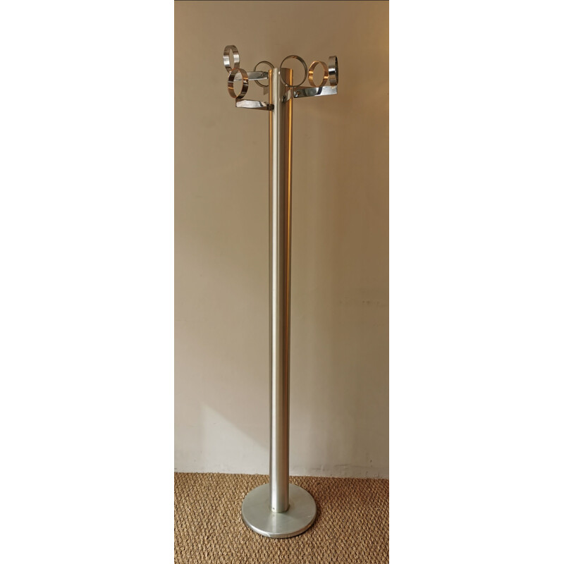 Vintage aluminium and chrome coat rack by Fase