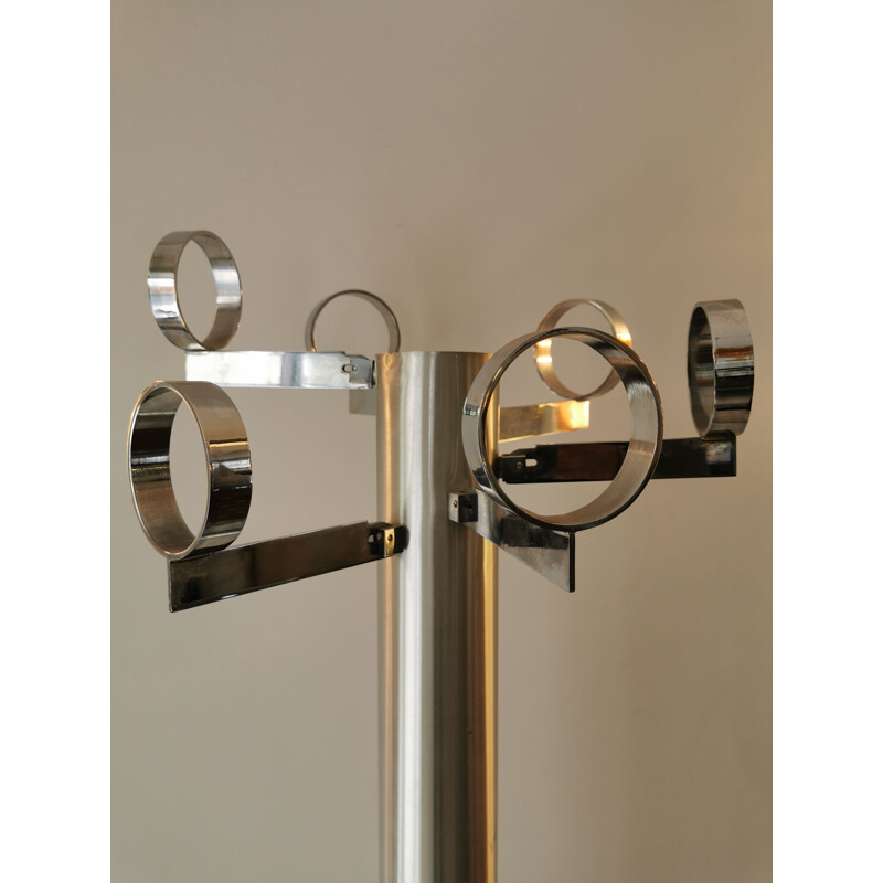 Vintage aluminium and chrome coat rack by Fase