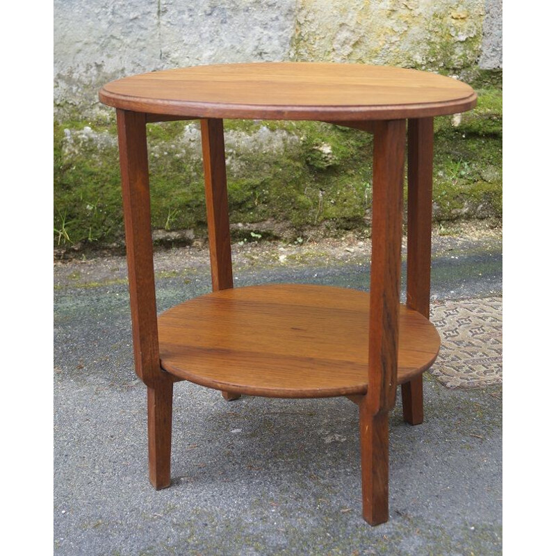 Vintage oak pedestal table, 1930s