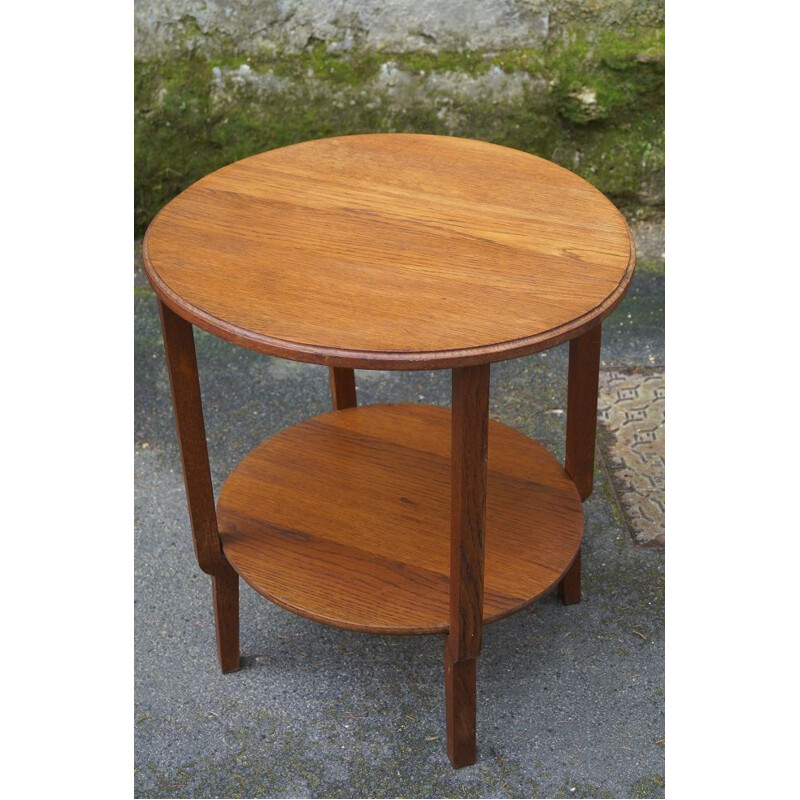 Vintage oak pedestal table, 1930s