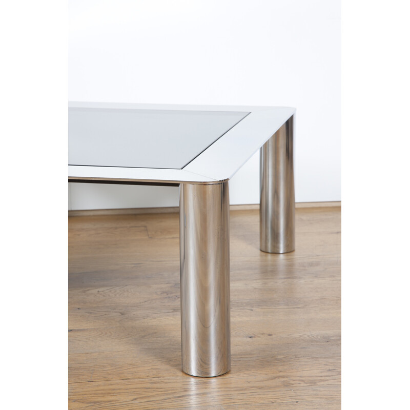 Vintage coffee table in chromed metal and glass by Sergio MAZZA and Giuliana Gramigina for Cinova, 1970