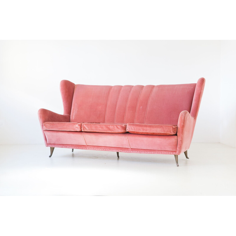 Vintage Velvet Sofa by I.S.A. Bergamo, Italy, 1950s