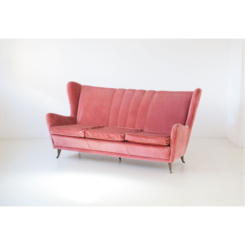 Vintage Velvet Sofa by I.S.A. Bergamo, Italy, 1950s
